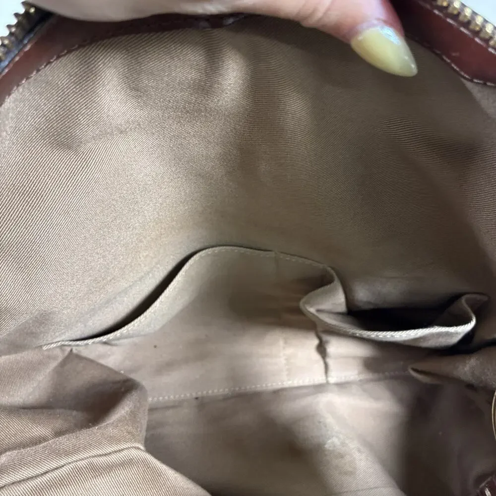 Coach Hampton Andrea Leather Satchel Women Handbag Cognac Brown Bnfts Charity - Picture 15 of 16